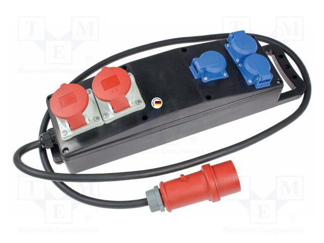 Extension lead; 5G2.5mm2; three-phase,with flap,with holder