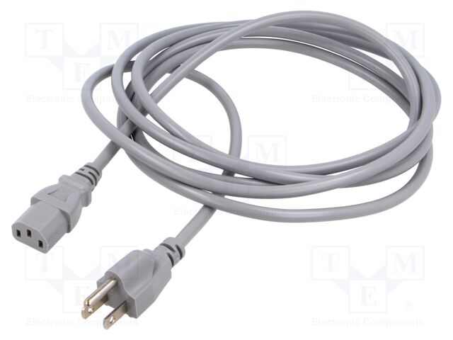 Cable; 3x0.75mm2; IEC C13 female,NEMA 5-15 (B) plug; PVC; 3m