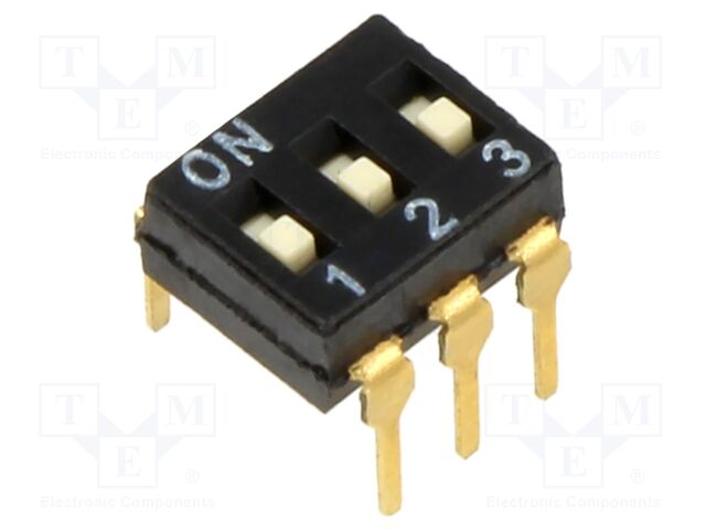 Switch: DIP-SWITCH; Poles number: 3; OFF-ON; 0.025A/24VDC; Pos: 2/3