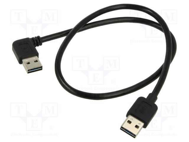 Cable; USB 2.0; gold-plated; 0.5m; black; 24AWG,28AWG; 480Mbps