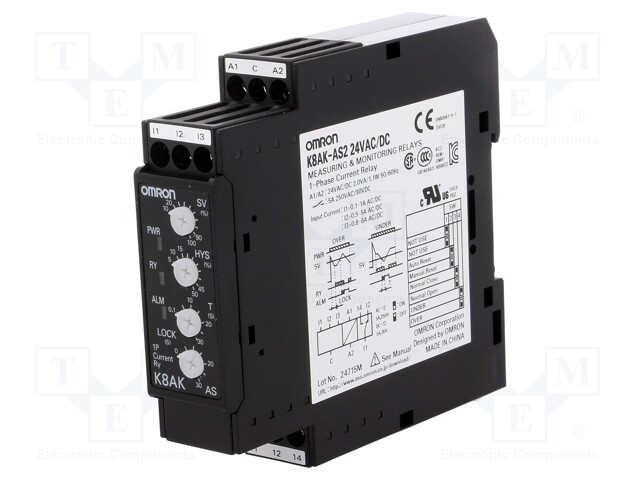 Module: current monitoring relay; AC current,DC current; 24VAC
