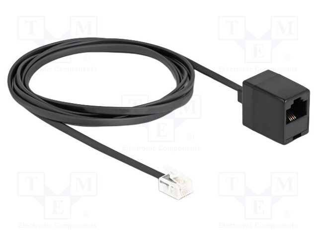 Cable: telephone; RJ11 plug,RJ45 socket; 2m; black; 28AWG
