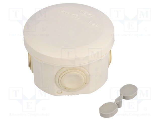 Enclosure: junction box; Ø: 80mm; Z: 51mm; polypropylene; white