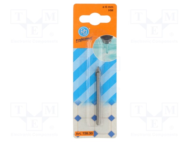 Drill bit; ceramics,glass; Ø: 6mm; Drill Bit: for glass