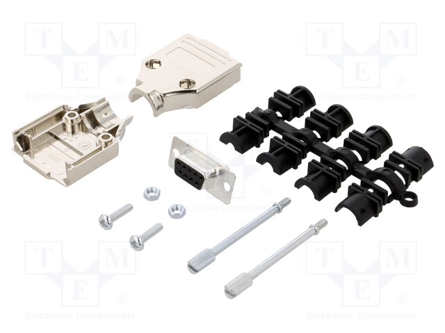 D-Sub; PIN: 9; plug; female; shielded,stamped and formed contacts