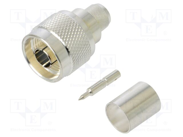 N Str Plg Hex 50Ohm Silver Pltd PSF 1/4M