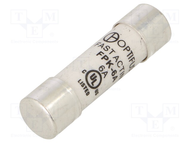 Fuse: fuse; quick blow; 6A; 600VAC; 600VDC; cylindrical,industrial