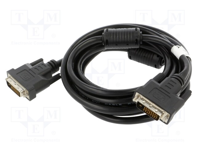 Cable; dual link; DVI-D (24+1) plug,both sides; 3m; black; 30AWG