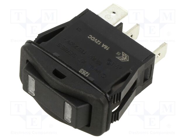 ROCKER; SP3T; Pos: 3; (ON)-OFF-(ON); 16A/12VDC; black; IP67; LED