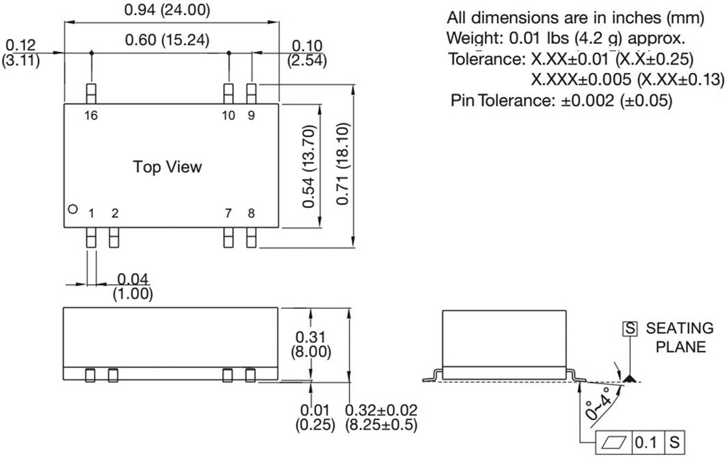 Isolated Board Mount DC/DC Converter, ITE, 1 Output, 3 W, 24 V, 125 mA
