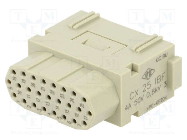 Connector: HDC; contact insert; female; MIXO; PIN: 25; w/o contacts
