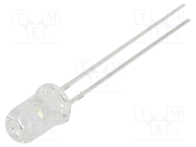 LED; 5mm; white cold; 5800÷7000(typ)-8400mcd; 30°; Front: convex