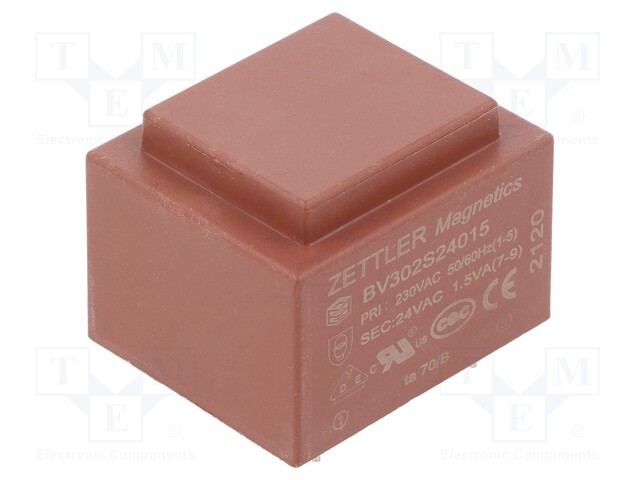 Transformer: encapsulated; 230VAC; 24V; Mounting: PCB
