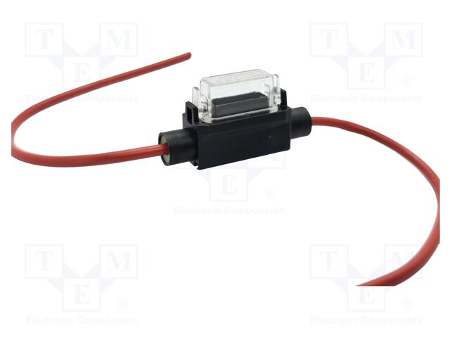 On cable; Leads: leads x2; Fuse acces: fuse holder; Dim: 42x16.5mm