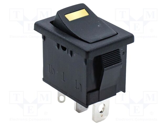 ROCKER; SPST; ON-OFF; 15A/125VAC; black; LED; R1966; 19.4x13mm