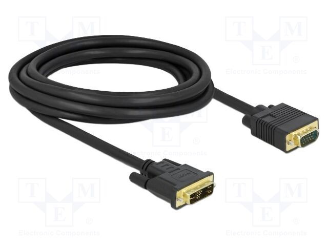 Cable; DVI-A (12+5) plug,VGA male; single link; Len: 3m; black