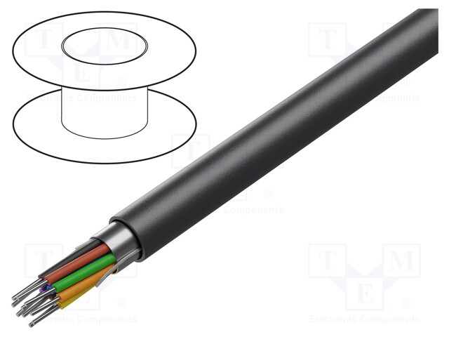 Wire; 10x20AWG; solid; Cu; Al-PET foil; PE; black; 152m; 350V