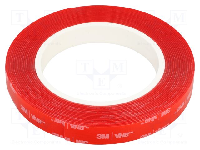 Tape: fixing; W: 15mm; L: 5.5m; Thk: 1mm; double-sided; acrylic