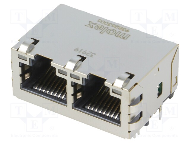 Socket; RJ45; MXMag; PIN: 8; shielded,double,with LED; gold-plated