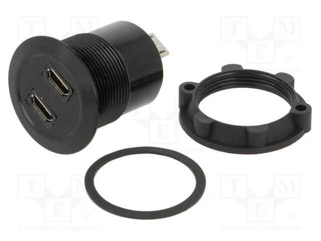 Adapter; for panel mounting,rear side nut; USB 2.0; Thread: M25