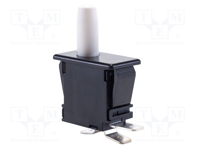 Switch: push-button; Pos: 2; SPDT; 12A/250VAC; white; Illumin: none