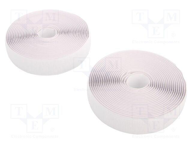 Tape: hook and loop; W: 25mm; L: 5m; Thk: 3mm; acrylic; white