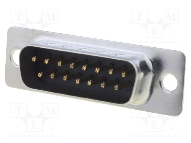 D-Sub; PIN: 15; socket; male; straight; THT; gold-plated