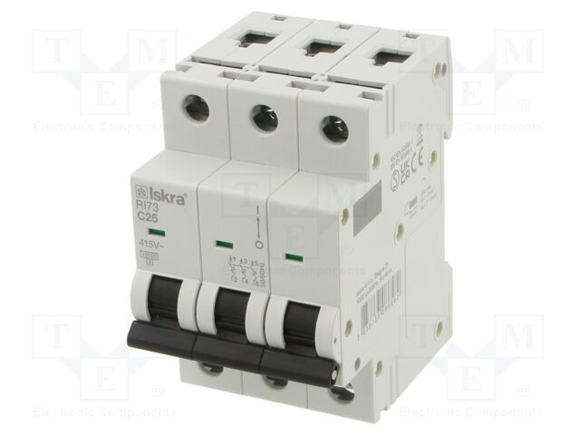 Circuit breaker; 415VAC; 25A; Poles: 3; Charact: C; IP20; MCB