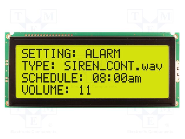 Display: LCD; STN Positive; 20x4; grey; 146x62.5mm; LED; 1x16; 5V