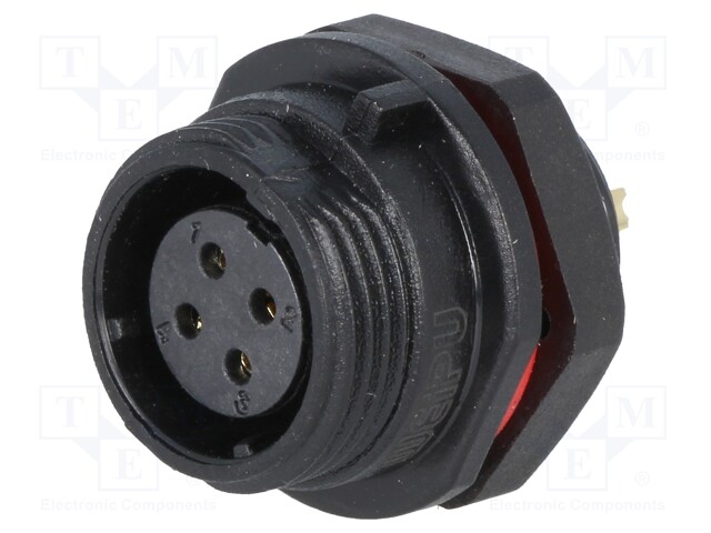 Socket; female; SP13; PIN: 4; IP68; 5A; soldering; 200V; 0.75mm2