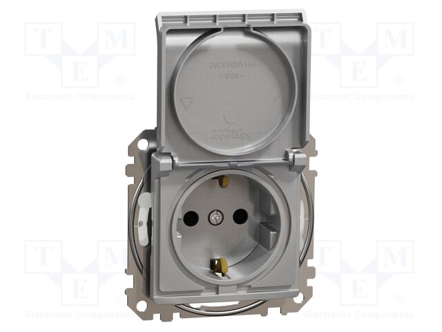 F-type socket (Schuko); 250VAC; IP44; aluminium; Sedna; 2P+PE