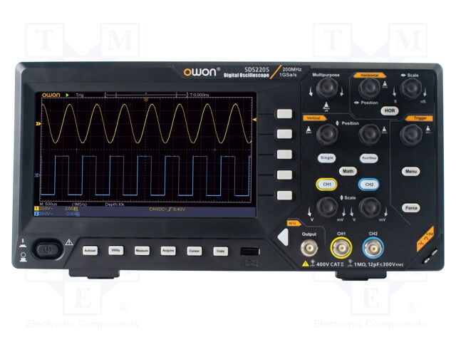 Oscilloscope: digital; Ch: 2; 200MHz; 1Gsps; 20Mpts; LCD 7"; SDS