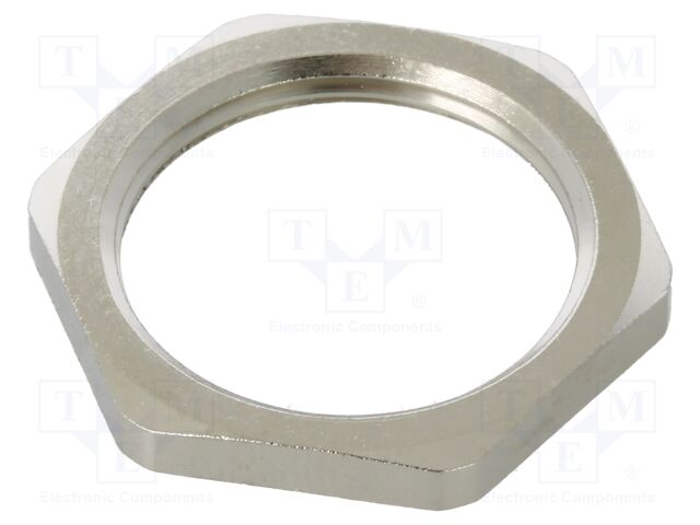 Nut; M25; brass; 30mm; Thread: metric; Pitch: 1.5; Plating: nickel