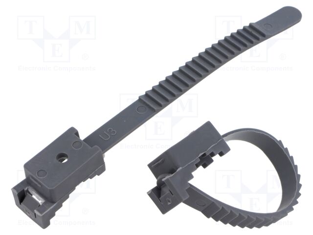 Cable strap clip; L: 120mm; 50pcs; -15÷80°C; StrapLock; Body: grey