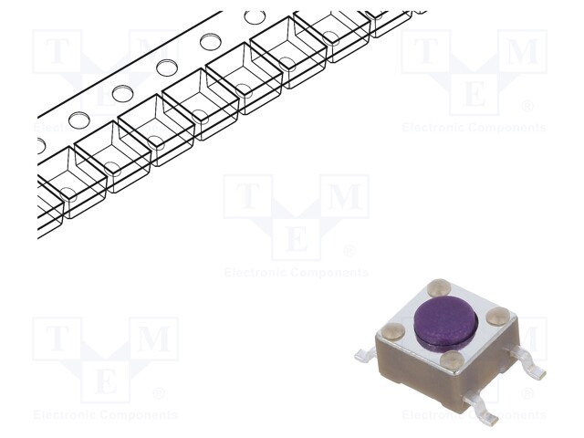 TACTILE SW, SPST, 0.05A, 12VDC, SOLDER
