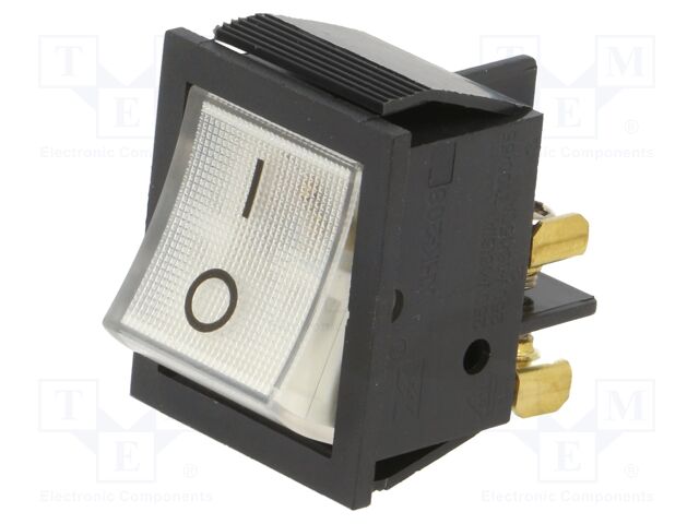 ROCKER; Pos: 2; 16A/250VAC; transparent; neon lamp; Body: black