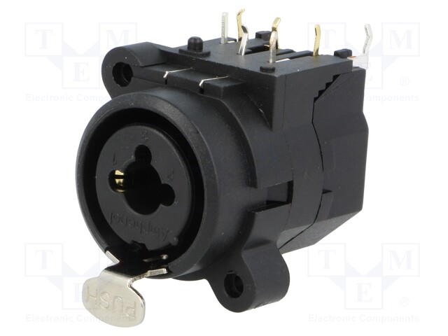 Socket; Jack 6,35mm + XLR; female; angled 90°; with push button