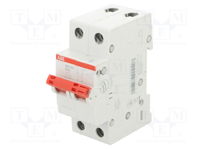 Switch-disconnector; Poles: 2; DIN; 50A; 415VAC; SHD200; IP20,IP40