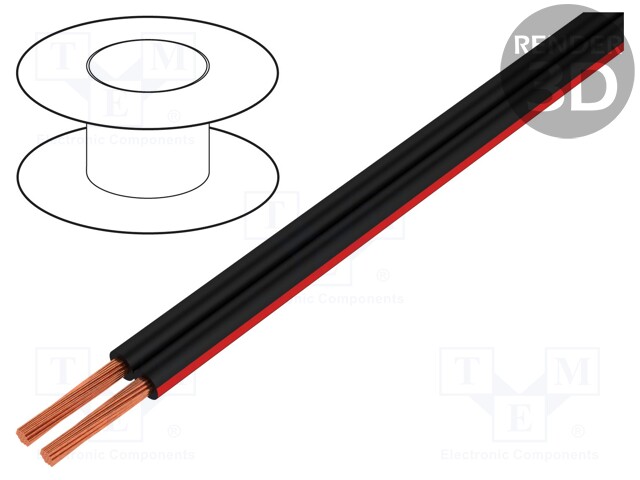 Wire: loudspeaker cable; 2x0,75mm2; stranded; Cu; black-red; PVC