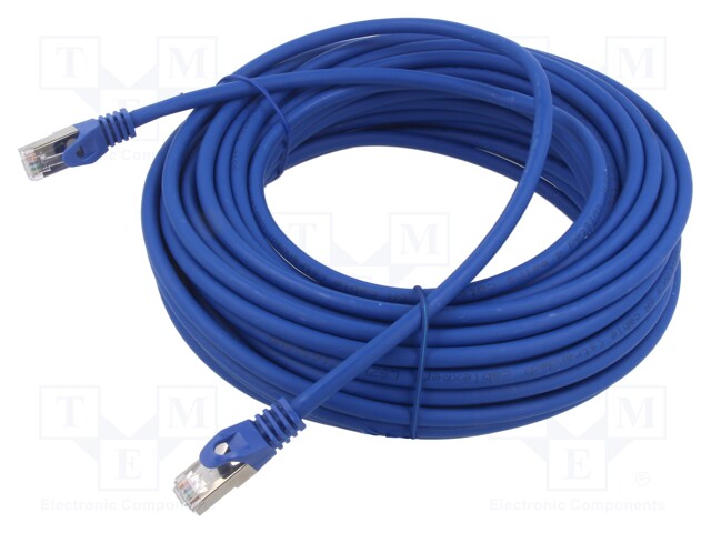 Patch cord; S/FTP; 6a; solid; Cu; LSZH; blue; 15m; 27AWG; Cablexpert