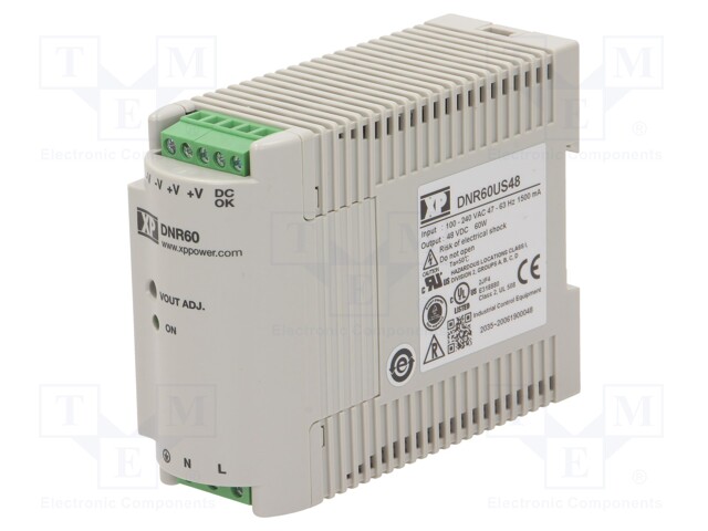 Power supply: switched-mode; 60W; 48VDC; 48÷55VDC; 1.25A; 350g