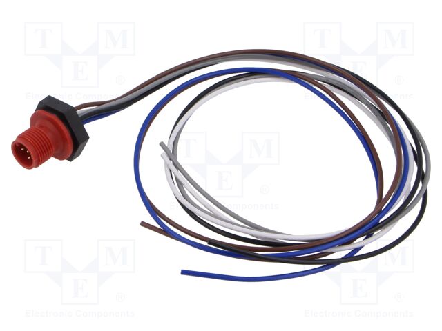 Connector: M12; socket; male; straight; with lead; PIN: 5; 0.34mm2