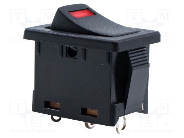 ROCKER; SPST-NO; Pos: 2; ON-OFF; 8A/250VAC; black; LED; Body: black