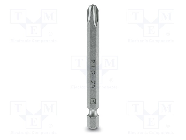 Screwdriver bit; Phillips; PH3; Overall len: 70mm