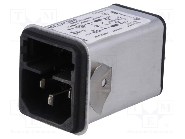 Connector: AC supply; socket; male; 10A; 250VAC; IEC 60320; max.3mm