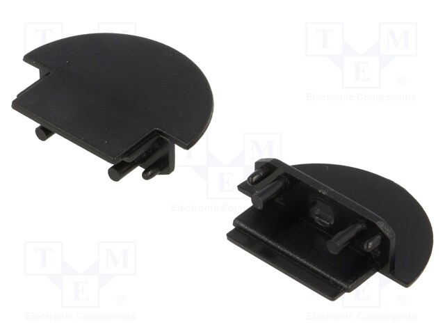 Cap for LED profiles; black; ABS; Application: GROOVE14