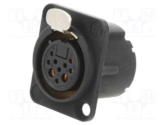 8+2 POLE FEMALE D-SIZE RECEPTACLE, BLACK CHROME METAL