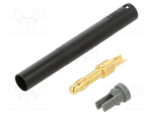Connector: 4mm banana; plug; 32A; 1kV; black; insulated; 2.5mm2