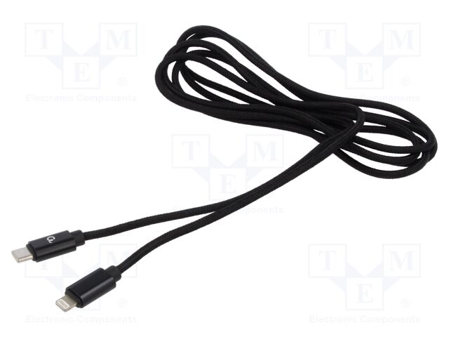 Cable; USB 2.0; Apple Lightning plug,USB C plug; 1.8m; black