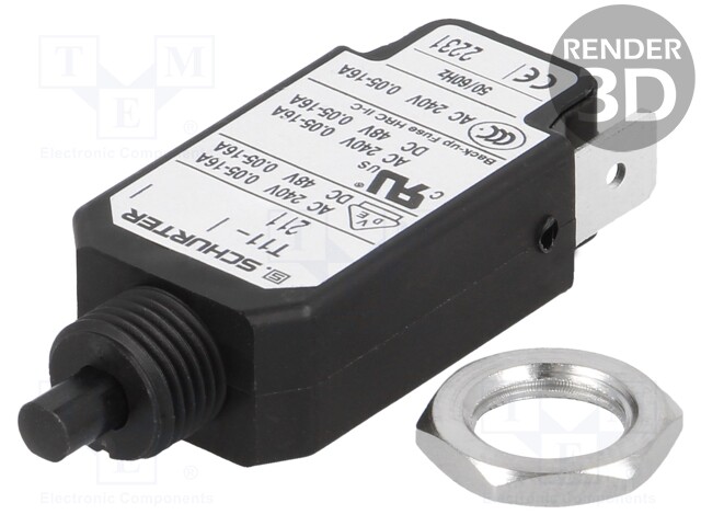 Circuit breaker; Urated: 240VAC; 48VDC; 2.8A; SPST; Poles: 1; screw